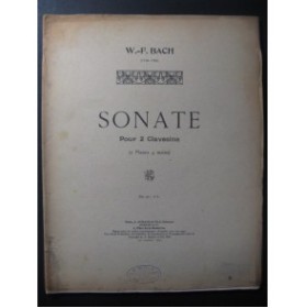 BACH W. F. Sonate Clavecin ou Piano 4 mains 1910