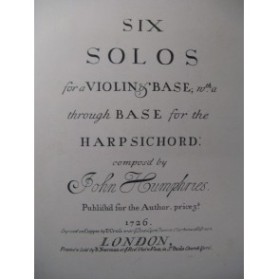 HUMPHRIES John Sonate en Ut Violon Piano 1910