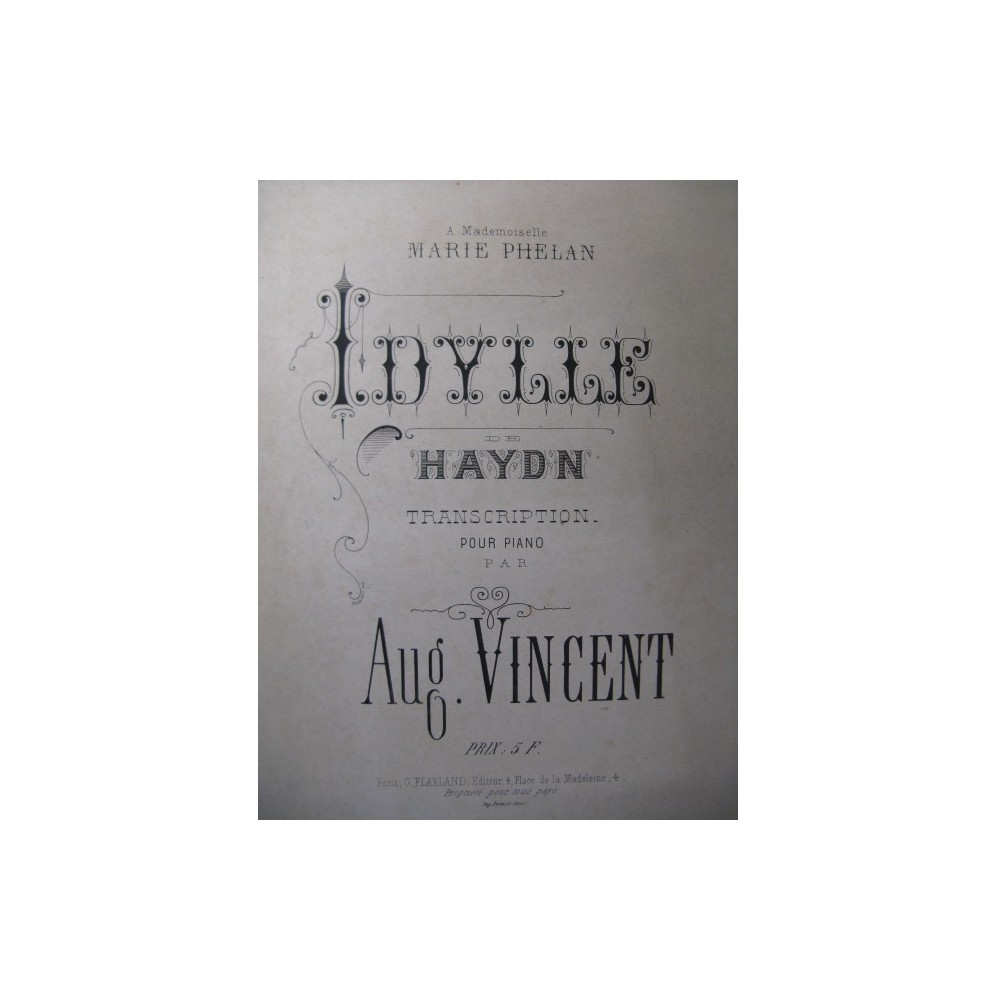 HAYDN Joseph Idylle Aug. Vincent Piano 1868
