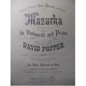 POPPER David Mazurka Piano Violoncelle XIXe