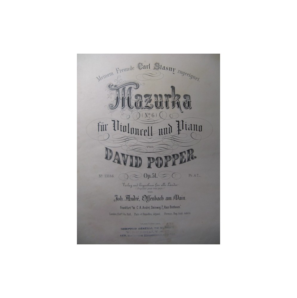 POPPER David Mazurka Piano Violoncelle XIXe