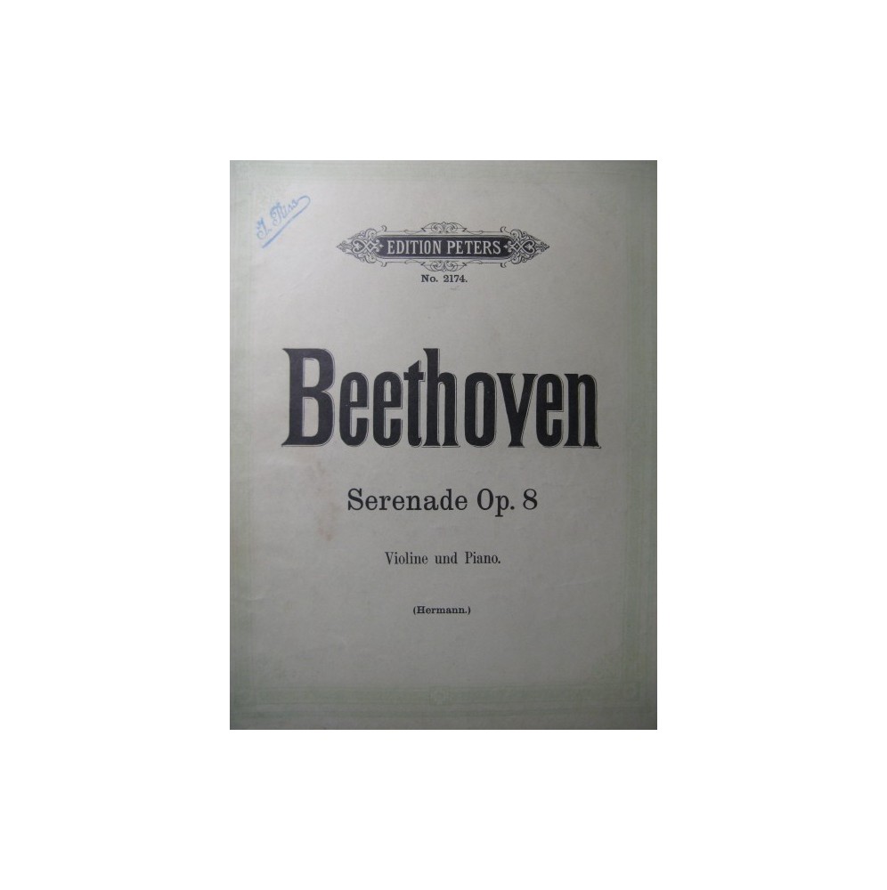 BEETHOVEN Sérénade op 8 Piano Violon
