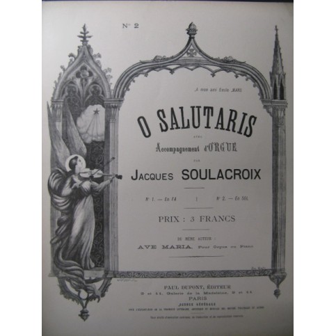 SOULACROIX Jacques O Salutaris 2 Orgue Chant