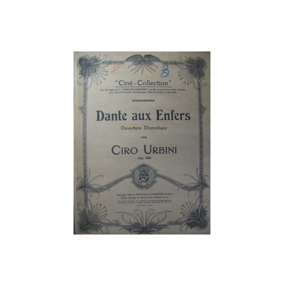 URBINI Ciro Dante aux Enfers Orchestre 1924