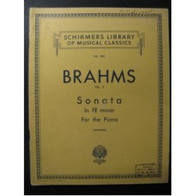 BRAHMS Johannes Sonate op 2 Piano