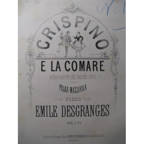 DESGRANGES Emile Crispino e la Comare Piano ca1870
