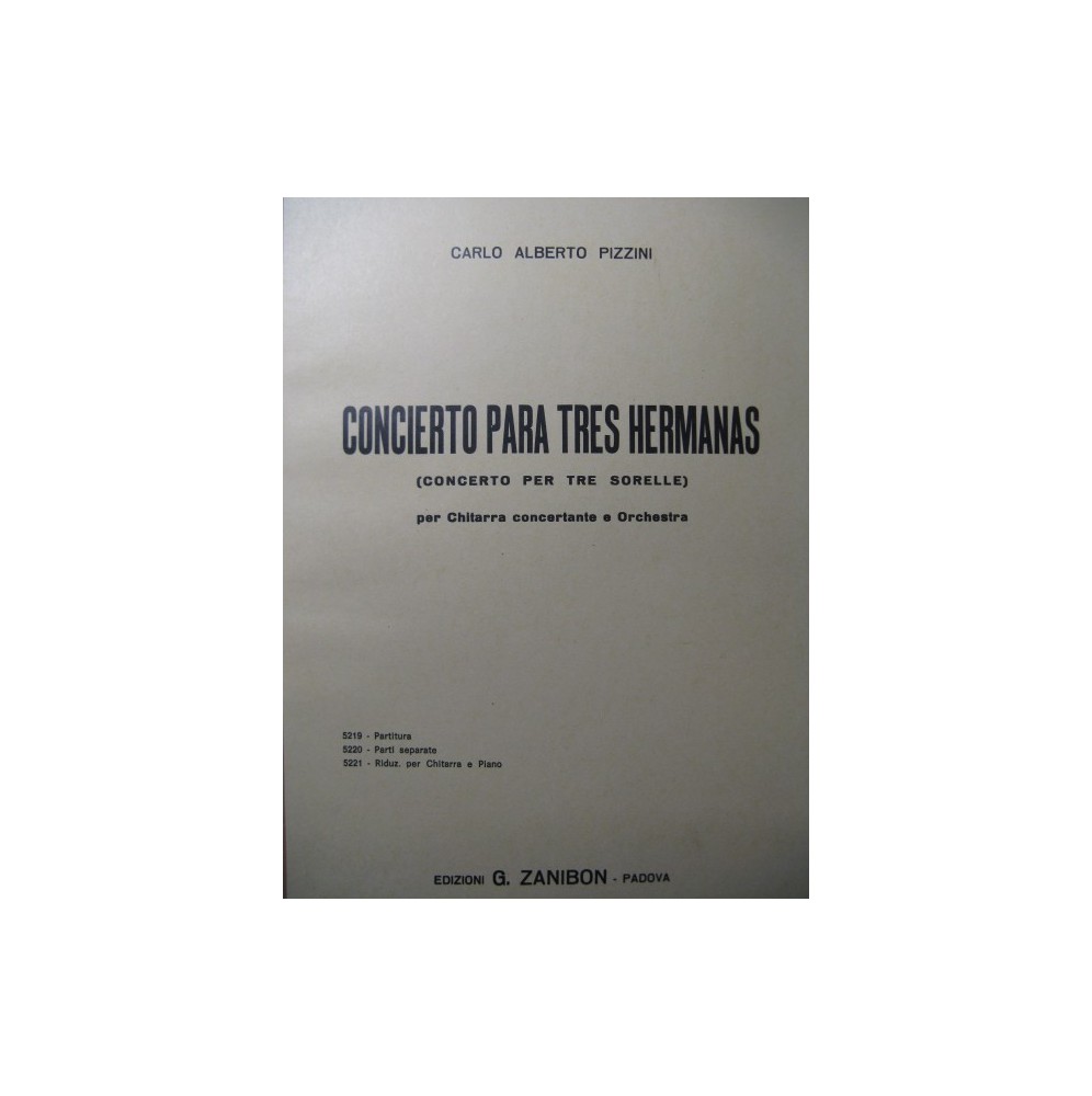 PIZZINI Carlo Alberto Concierto para tres Hermanas Piano Guitare 1971