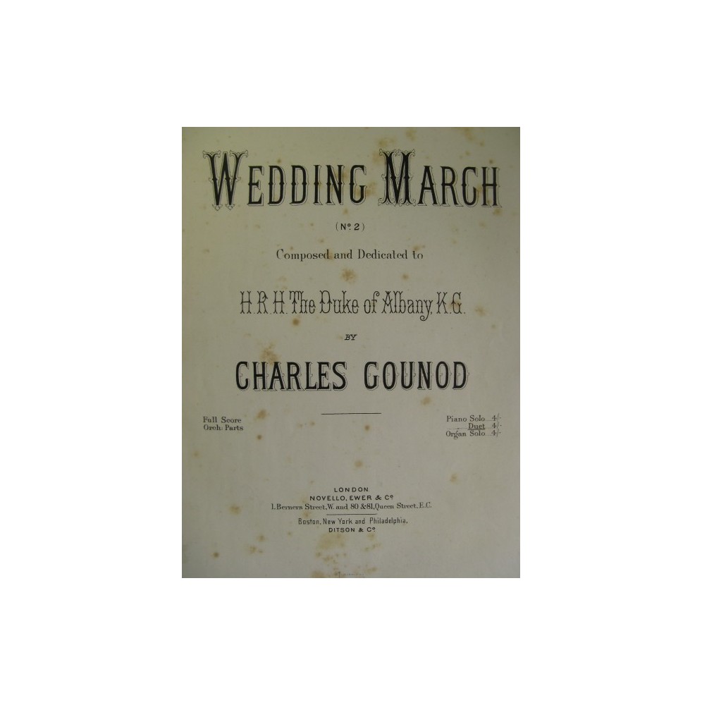 GOUNOD Charles Wedding March No 2 Piano 4 mains ca1880