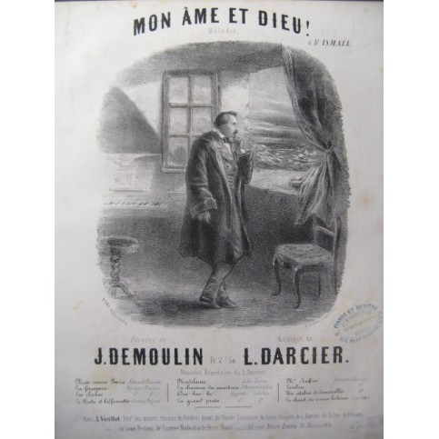 DARCIER L. Mon âme et Dieu Chant Piano ca1850