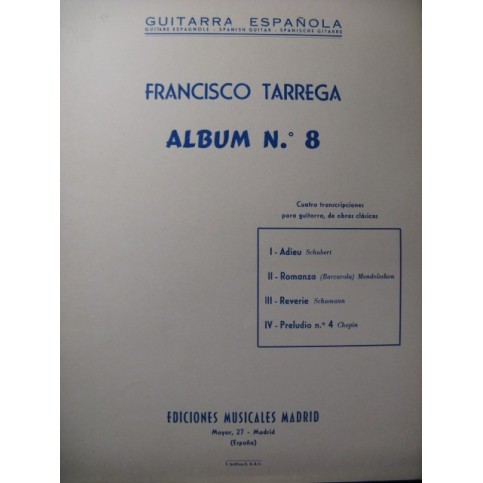 TARREGA Francisco Album No 8 Guitare 1964