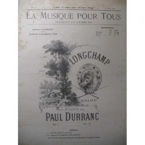 DURRANC Paul Longchamp Piano 1892