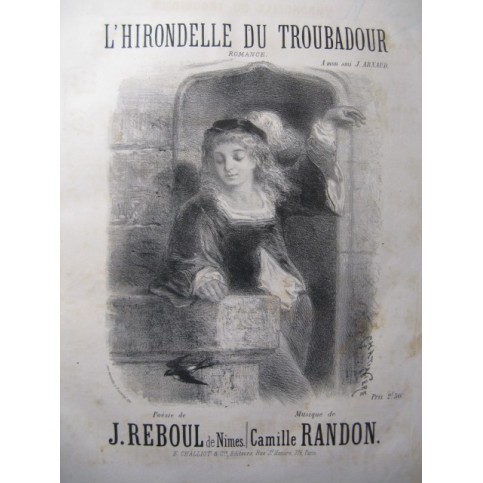 RANDON Camille L'Hirondelle du Troubadour Chant Piano ca1850