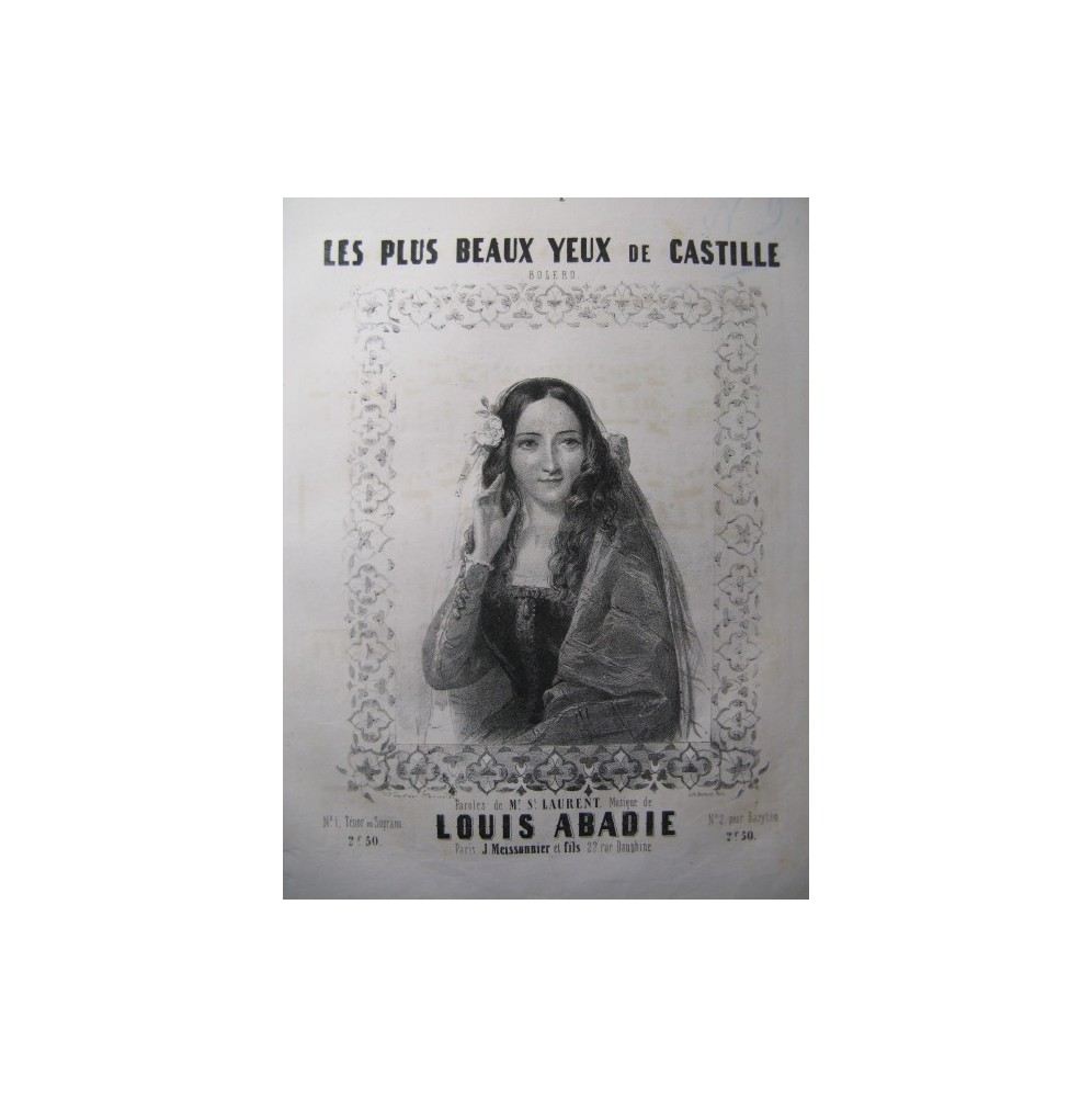 ABADIE Louis Les plus beaux Yeux de Castille Chant Piano ca1840