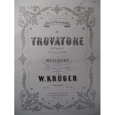 KRÜGER W. Miserere de Verdi Piano ca1860