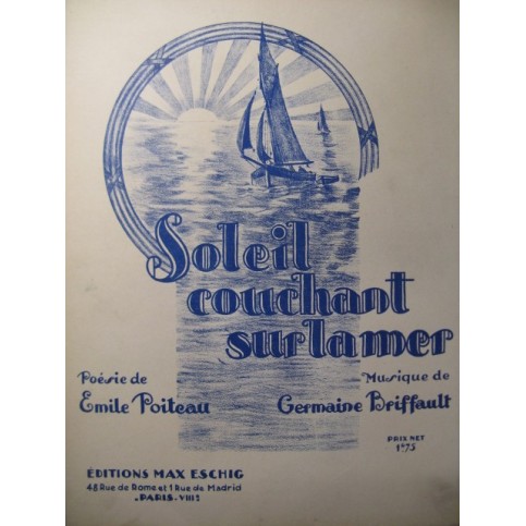 BRIFFAULT Germaine Soleil couchant sur la mer Chant Piano 1929