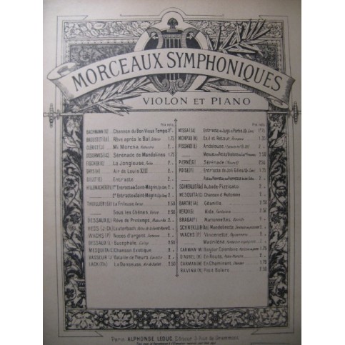 PIERNÉ Gabriel Sérénade Piano Violon 1901