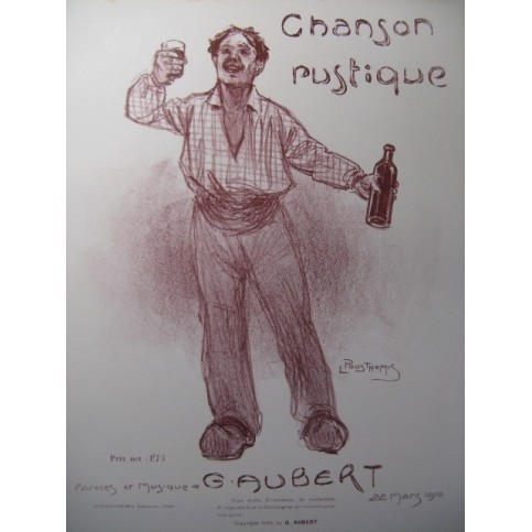 AUBERT Gaston Chanson Rustique Pousthomis Chant Piano 1910