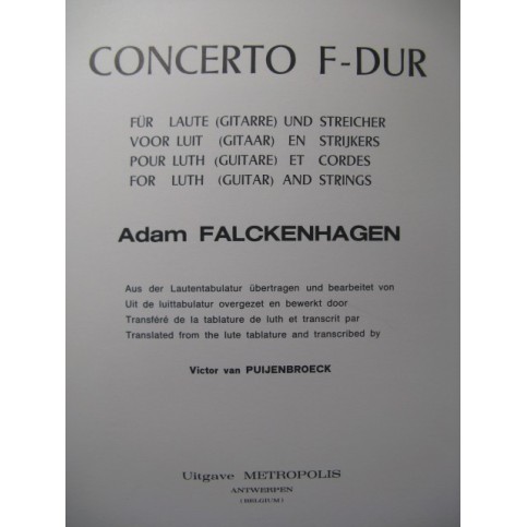FALCKENHAGEN Adam Concerto F dur Piano Guitare 1973