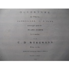 PAËR Ferdinand Sophonisbe Ouverture Piano 4 mains ca1820