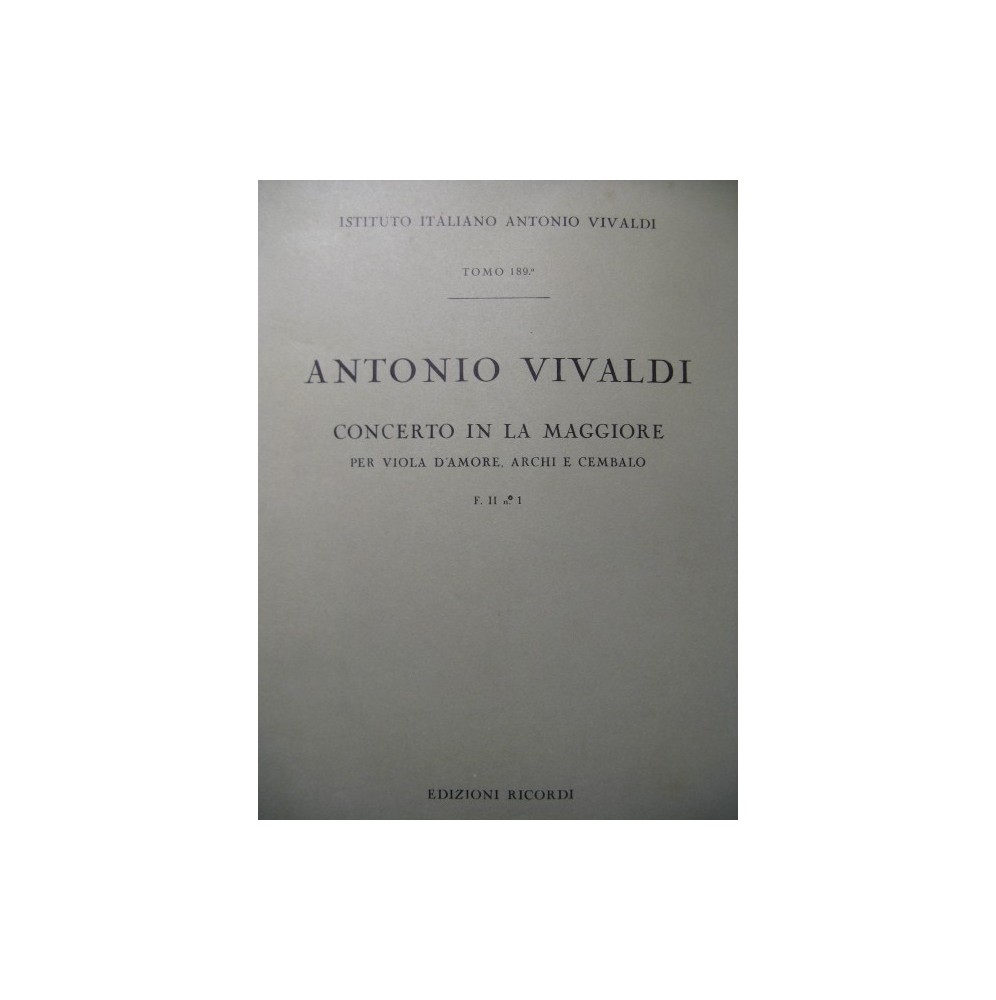 VIVALDI Antonio Concerto La Maj Viole d'Amour Cordes Clavecin 1973