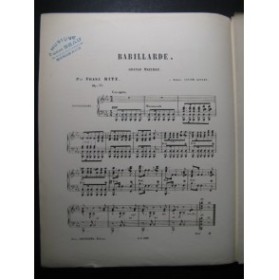 HITZ Franz Babillarde op. 35 Piano ca1880
