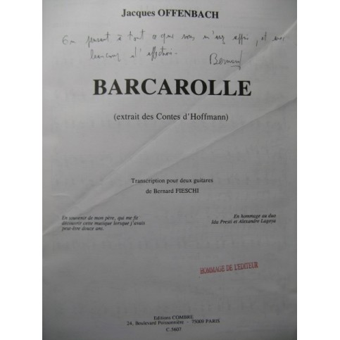OFFENBACH Jacques Barcarolle 2 Guitares 1994