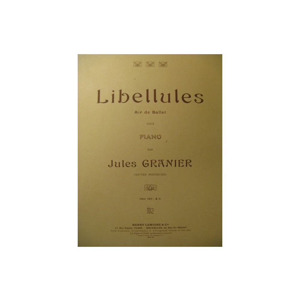 GRANIER Jules Libellules Piano ca1908