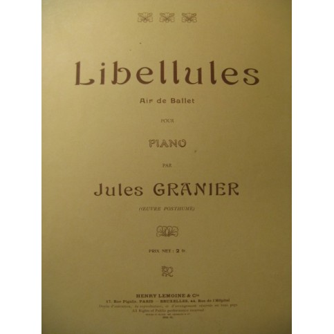 GRANIER Jules Libellules Piano ca1908