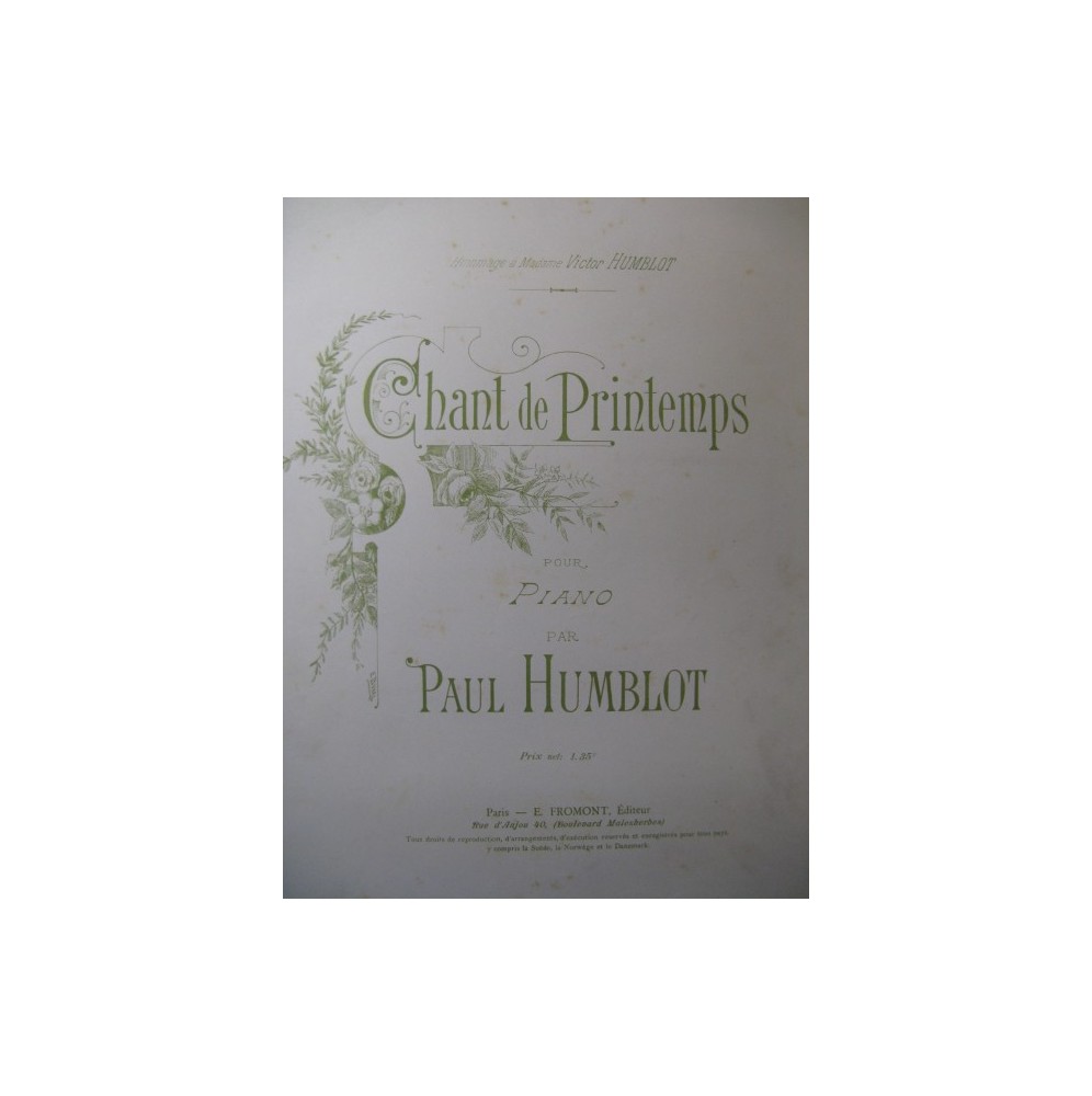 HUMBLOT Paul Chant de Printemps Piano
