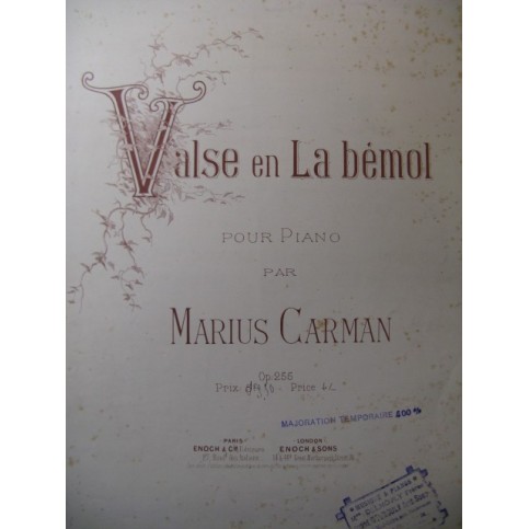 CARMAN Marius Valse en La bémol Piano 1895