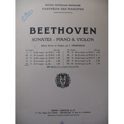 BEETHOVEN Sonate op. 24 Violon Piano