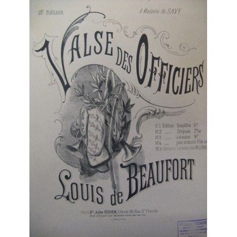 DE BEAUFORT Louis Valse des Officiers Piano XIXe