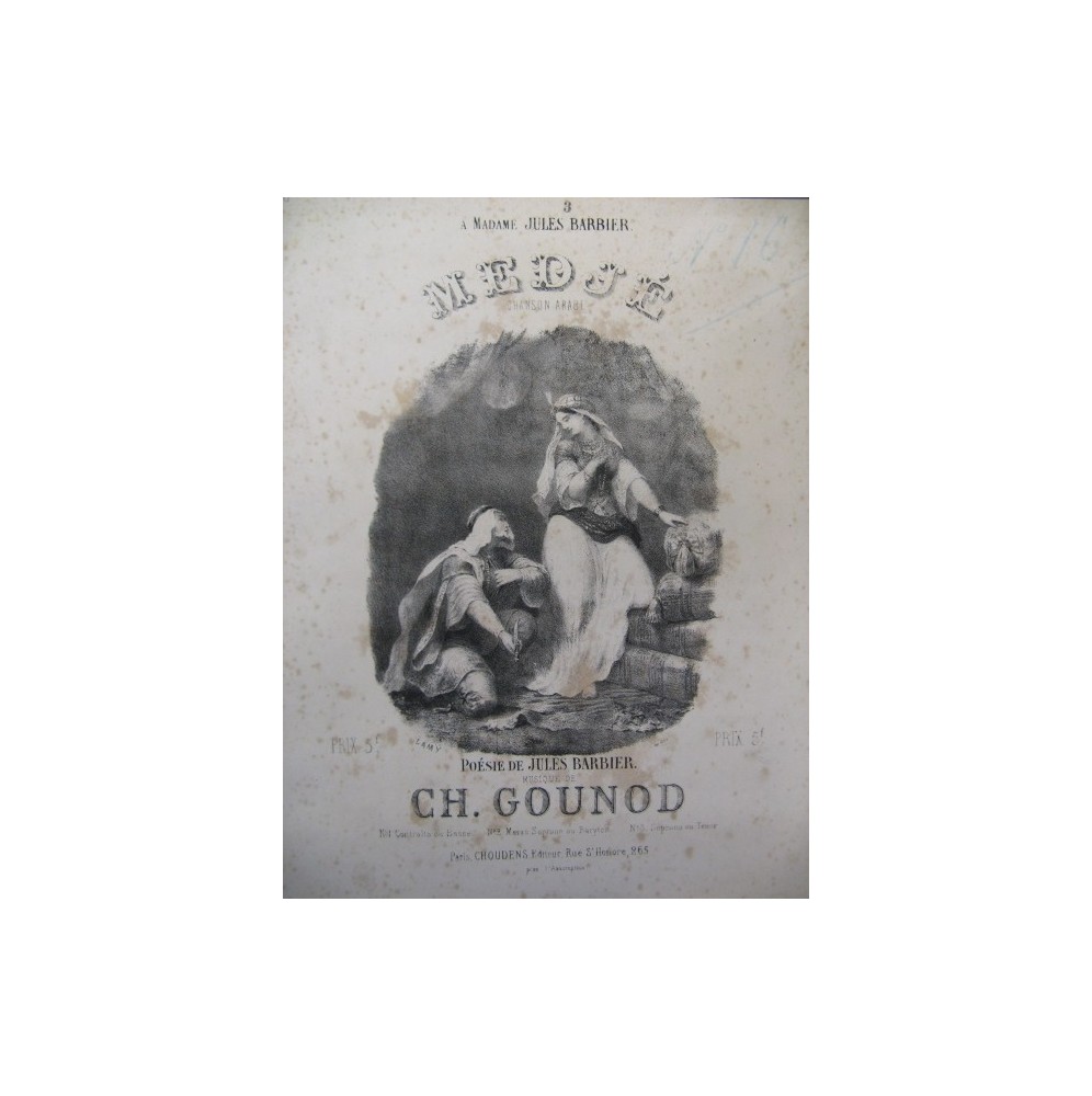 GOUNOD Charles Medjé Chant Piano ca1865