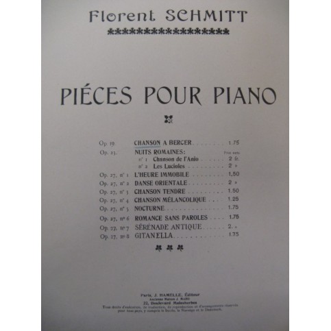 SCHMITT Florent Chanson à Bercer Piano