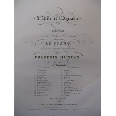 HÜNTEN François L'Utile et l'Agréable No 1 Piano XIXe