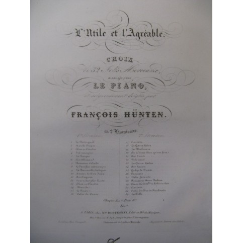 HÜNTEN François L'Utile et l'Agréable No 2 Piano XIXe