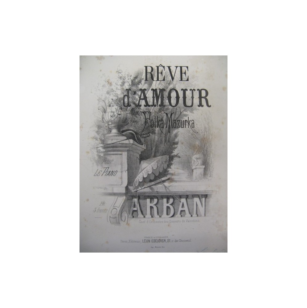ARBAN Rêve d'Amour Piano ca1870