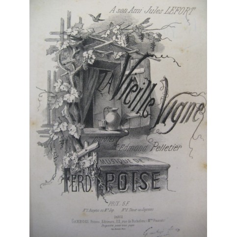 POISE Ferdinand La Vieille Vigne Chant Piano ca1870