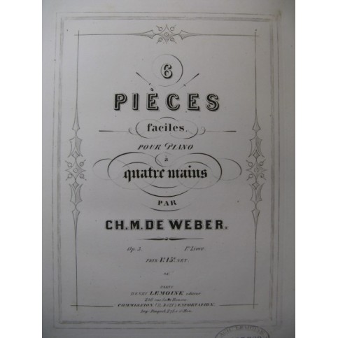 WEBER 6 pièces op. 3 No 1 Piano 4 mains ca1859
