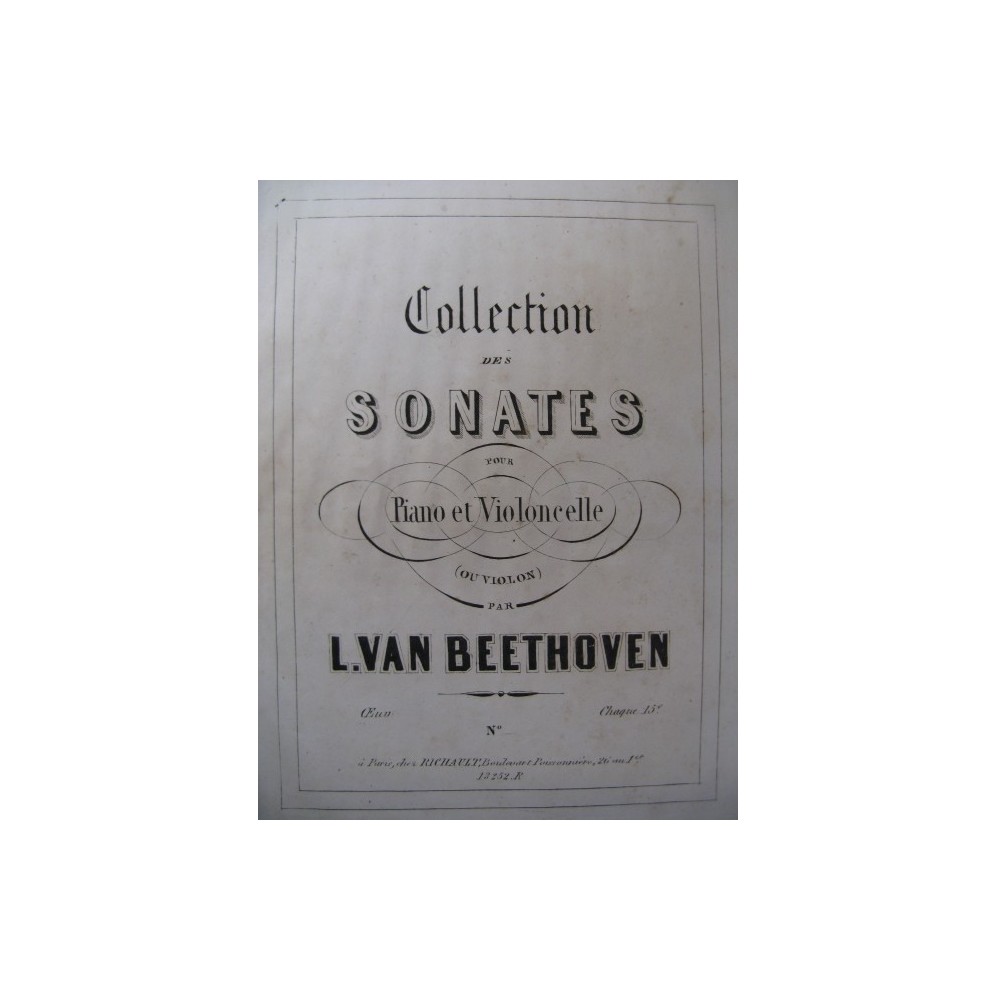 BEETHOVEN Sonate op. 102 No 1 Violoncelle Piano 1858