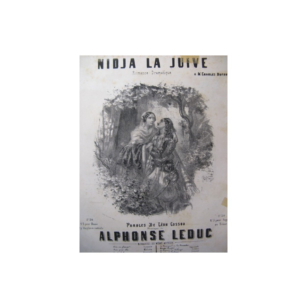 LEDUC Alphonse Nidja la Juive Chant Piano 1849
