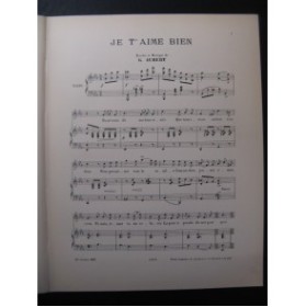 AUBERT Gaston Je t'aime bien Pousthomis Chant Piano 1908