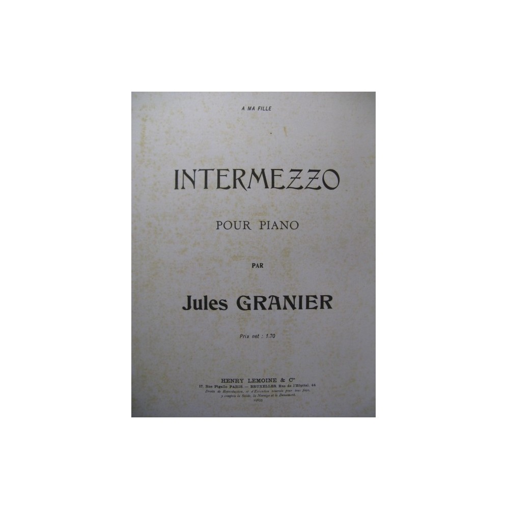 GRANIER Jules Intermezzo Piano ca1904