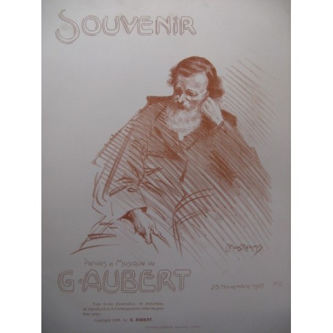 AUBERT Gaston Souvenir Pousthomis Chant Piano 1908