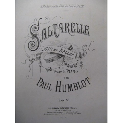 HUMBLOT Paul Saltarelle Piano ca1888