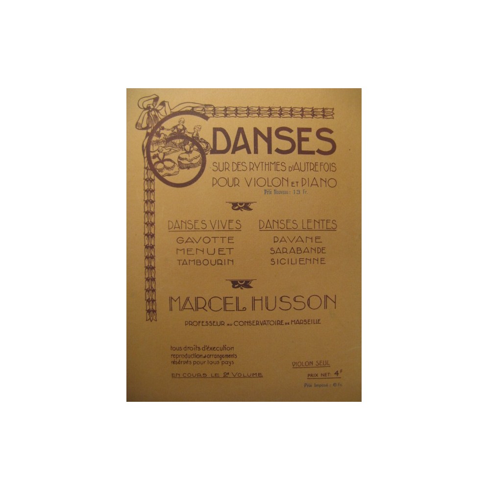 HUSSON Marcel Danses Dédicace Violon Piano