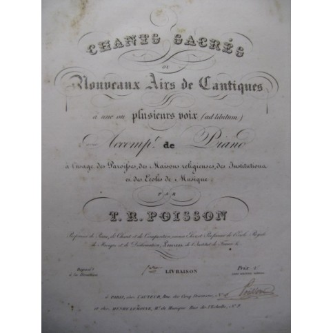 POISSON T. R. Chants Sacrés Chant Piano 1833