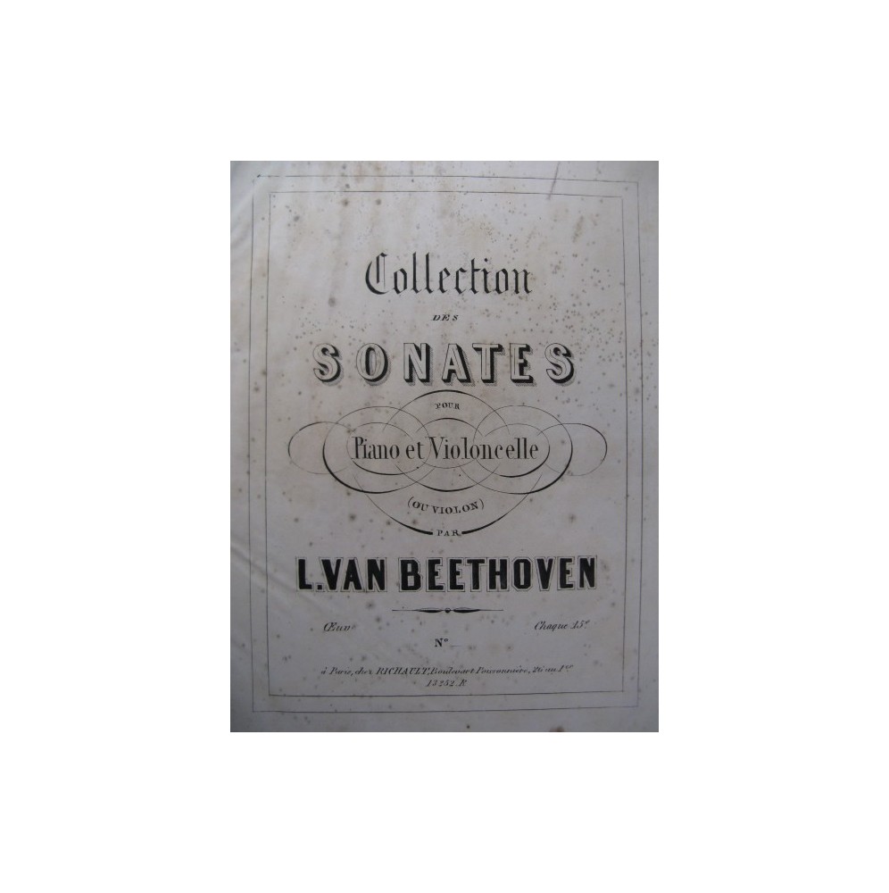 BEETHOVEN Sonate op. 69 Violoncelle Piano 1858