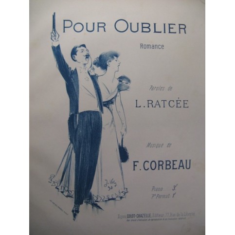 CORBEAU F. Pour Oublier Chant Piano 1898
