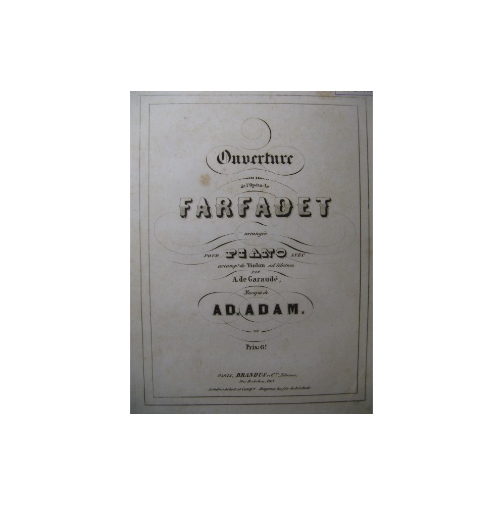 ADAM Adolphe Le Farfadet Ouverture Orchestre 1852
